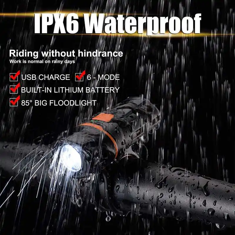 Фсветильник рь велосипедный передний перезаряжаемый от USB 2000 лм|Велосипедная