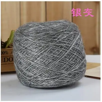 silver gray 50 г/лот итальянская полая красочная шерстяная металлическая нить ручной вязки из грубой шерсти блестящая нить - Цвет: silver gray