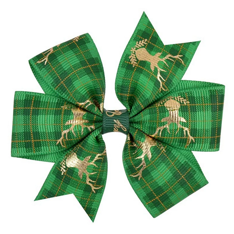 

8x8cm Cute Christmas Snowman Ornaments Bowknot Baby Girl Ribbon Bow Barrettes