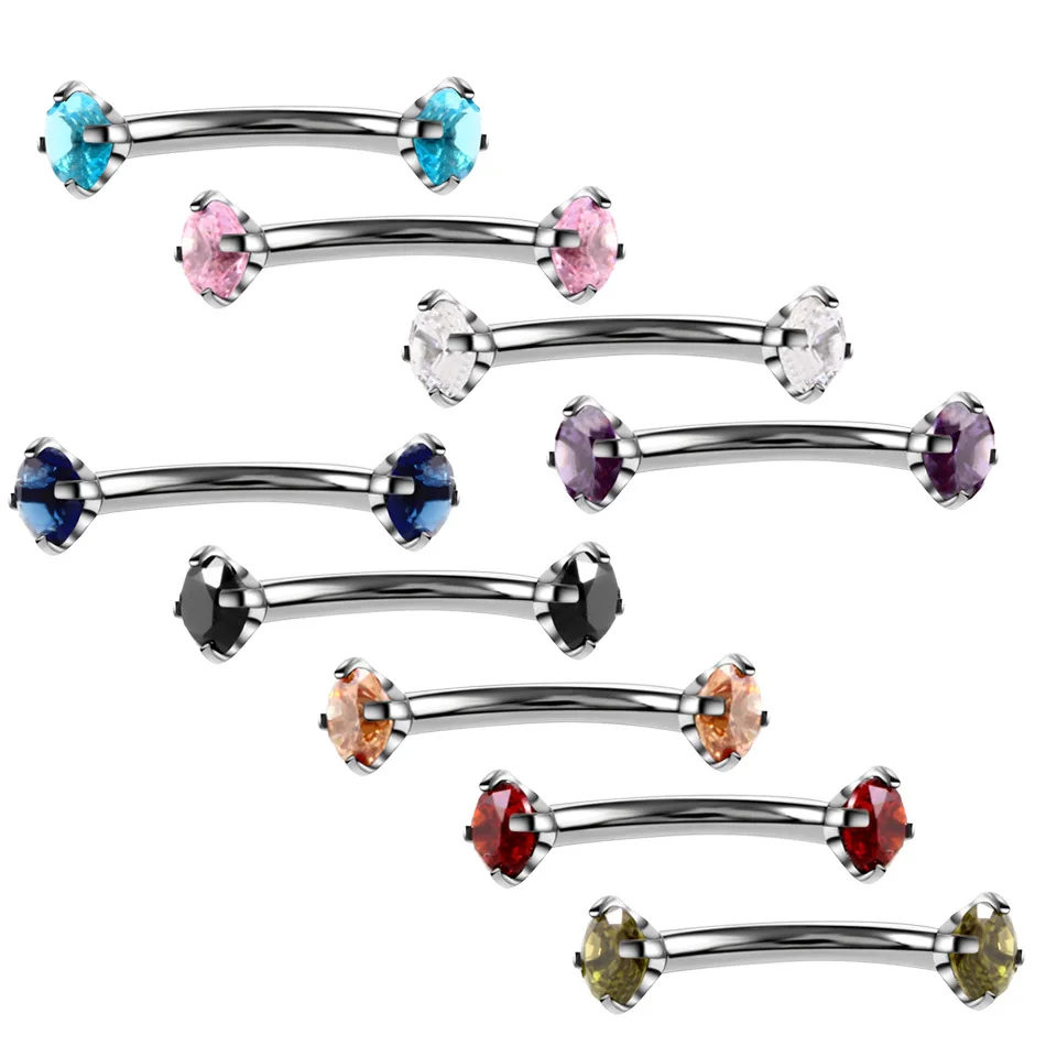 1 шт. стальное Кристальное Драгоценное кольцо в бровь Tragus Helix Rook серьги пирсинг изогнутый банан пирсинг Bijoux губы спираль кольца ювелирные изделия 16 г