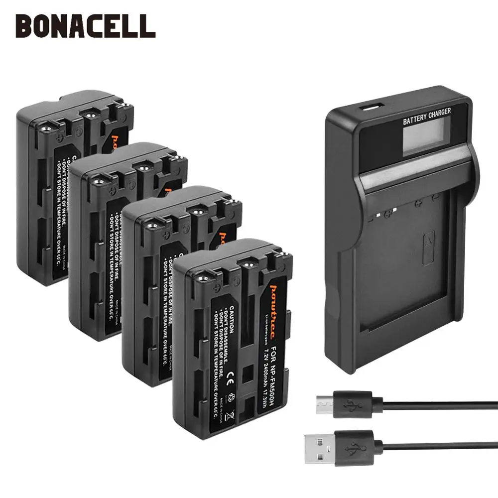 Bonacell 2400 мА/ч, NP-FM500H NP FM500H NPFM500H Камера Батарея+ ЖК-дисплей Зарядное устройство для sony A57 A58 A65 A77 A99 A550 A560 A580 Батарея L50
