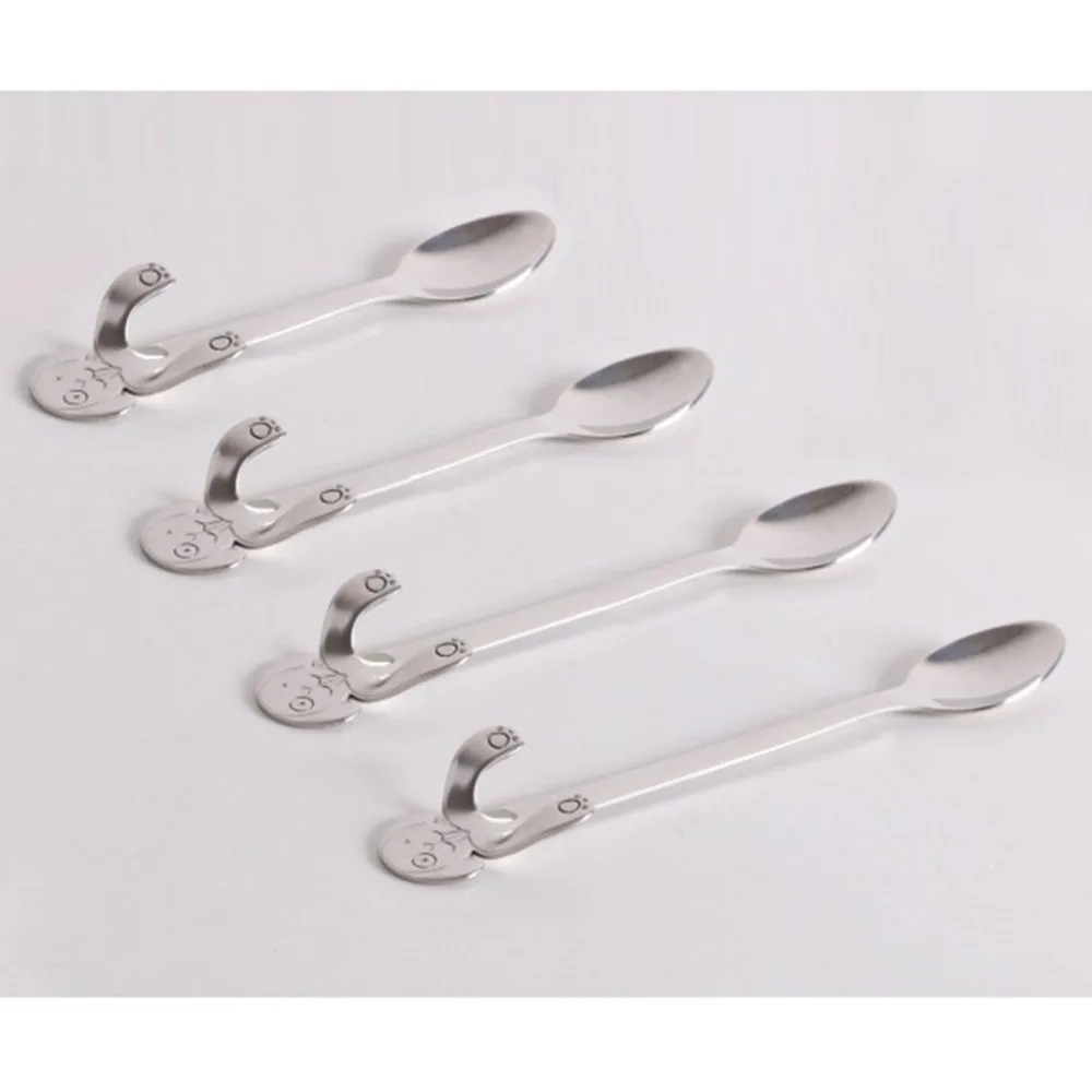 Портативная Мини Милая ложка с собакой из нержавеющей стали подвесная ледяные