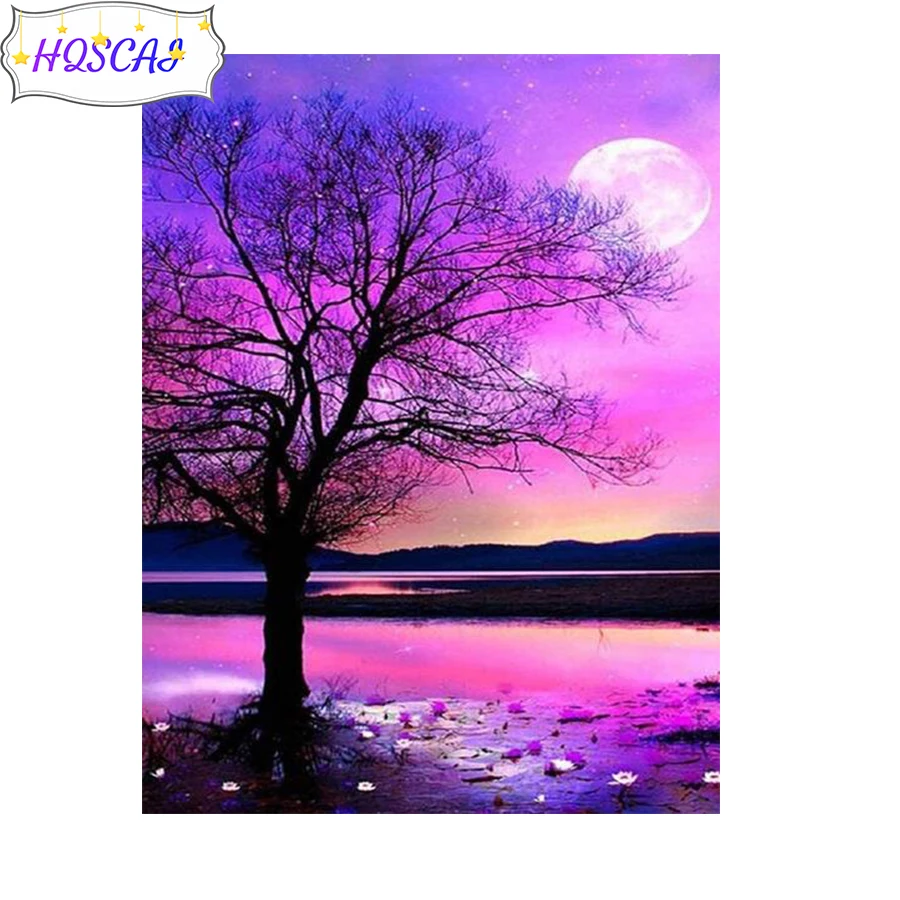 

5d алмазная вышивка закат Дерево река современный декор мозаика алмазная живопись вышивка крестиком полный квадратный/круглый дрель закат ...
