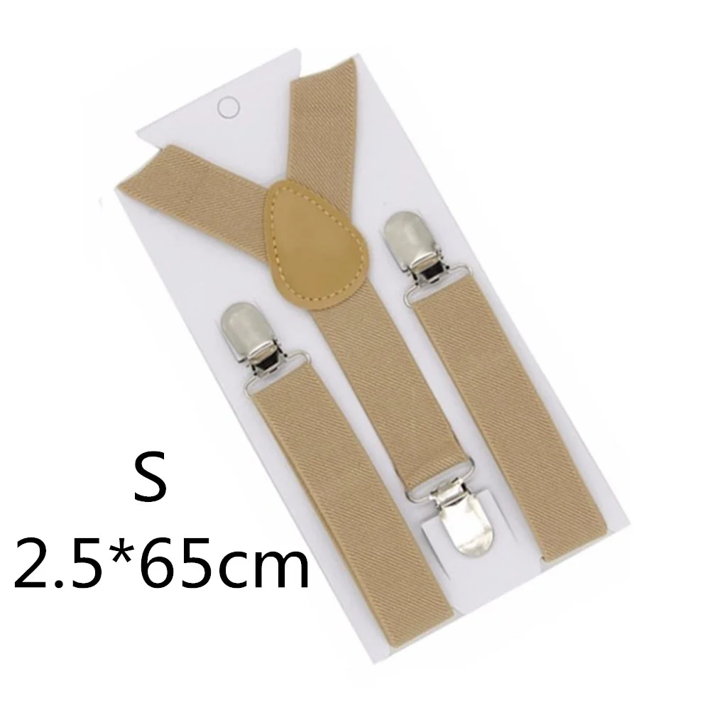 Light khaki-65cm Однотонные подтяжки унисекс для детей и взрослых, для мужчин, женщин, мальчиков и девочек, эластичные регулируемые детские аксессуары-скобы, 5 размеров, для родителей и детей - Цвет: Light khaki-65cm