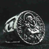 new personality retro saint joseph catholic ring for men cross religious ring accessories party jewelry size 7 13