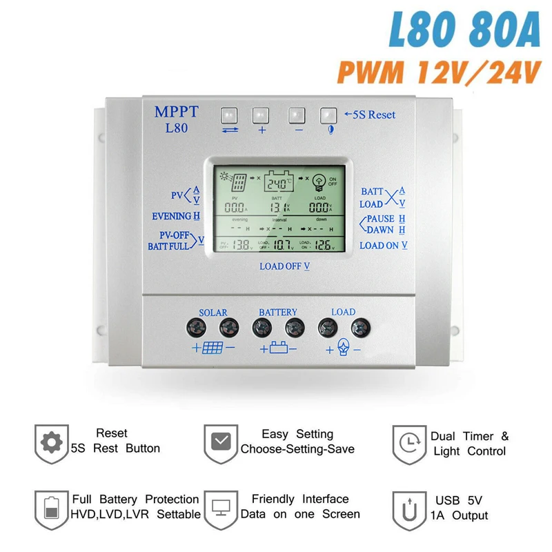MPPT 60A 80A контроллер солнечного заряда 12В 24В Regulador Solar для Max 48В вход Солнечная