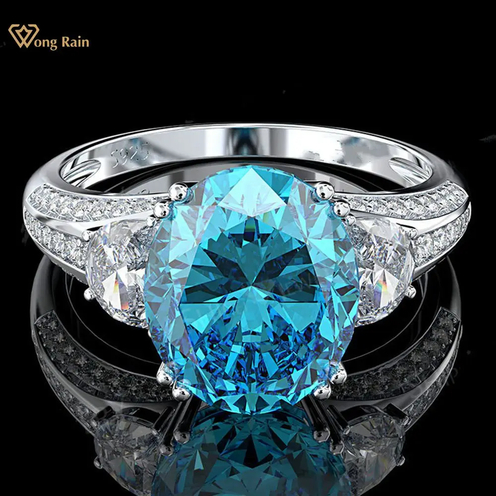 

Wong Rain Trendy 925 Sterling Silver Created Moissanite Gemstone Birthstone Wedding Engagement Couple Ring Jewelry Wholesale