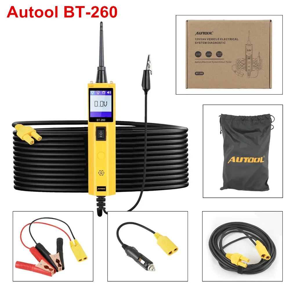 AUTOOL BT260 Автомобильный светодиодный дисплей цифровой диагностический инструмент