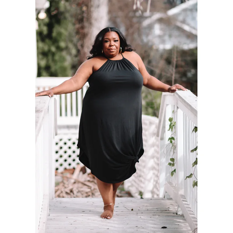 

Sexy Strap Halter Neck Plus Size Women's Long Loose Dress XL-5XL