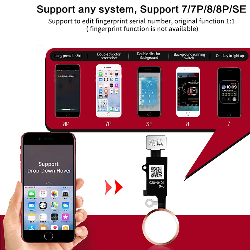 JC Главная Кнопка 6-й 3D Универсальный сенсорный возврат Назад отпечаток пальца