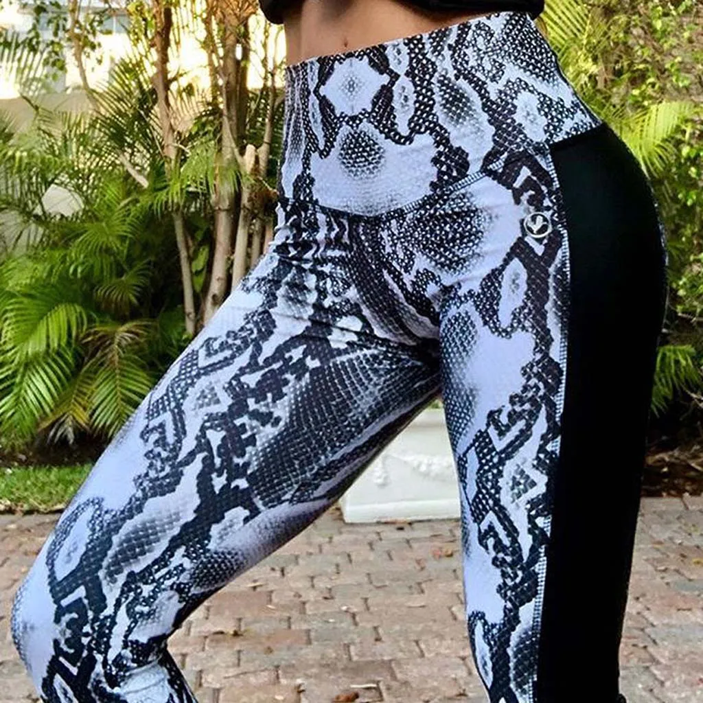 Snakeskin Pattern Yoga Pants Women High Waist Elastic Leggings Sport Fitness Feminina Tights Energy Seamless 2. | Спорт и