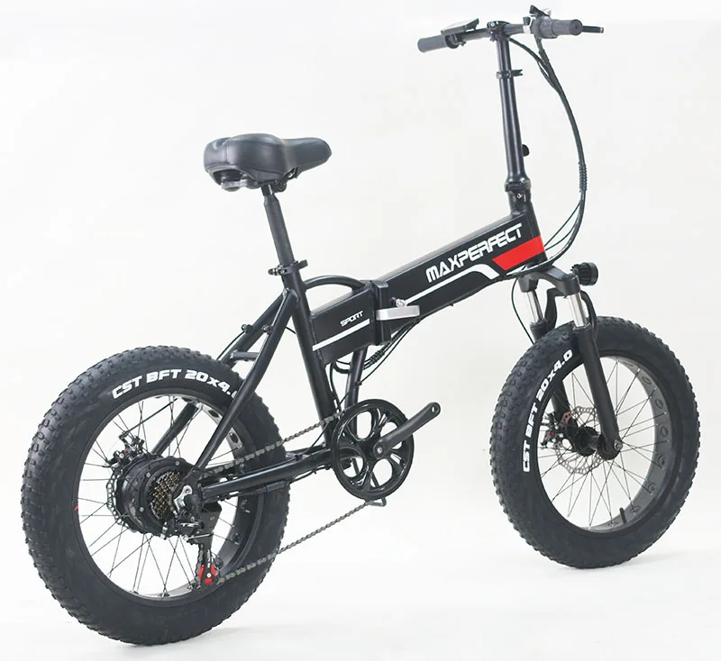 Billig 20 ''elektrische Gefaltet Bike Maxperfect 48V 1000W 12Ah Samsug Batterie 4,0 Zoll Reifen Tragbare 7 Geschwindigkeit Motor Fett Schnee Bike Keine Steuer