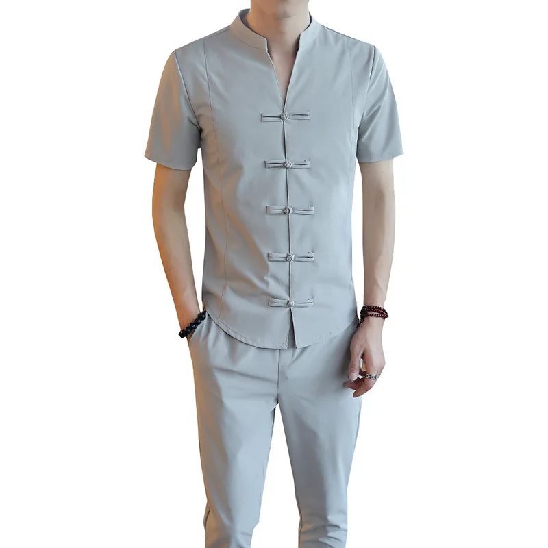 2019 комплект из 2 предметов новый летний Модный повседневный мужской костюм с