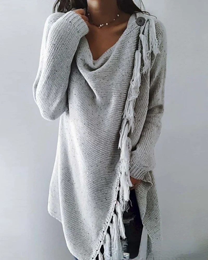 Новая женская блузка вязаный кардиган свободного кроя средней длины