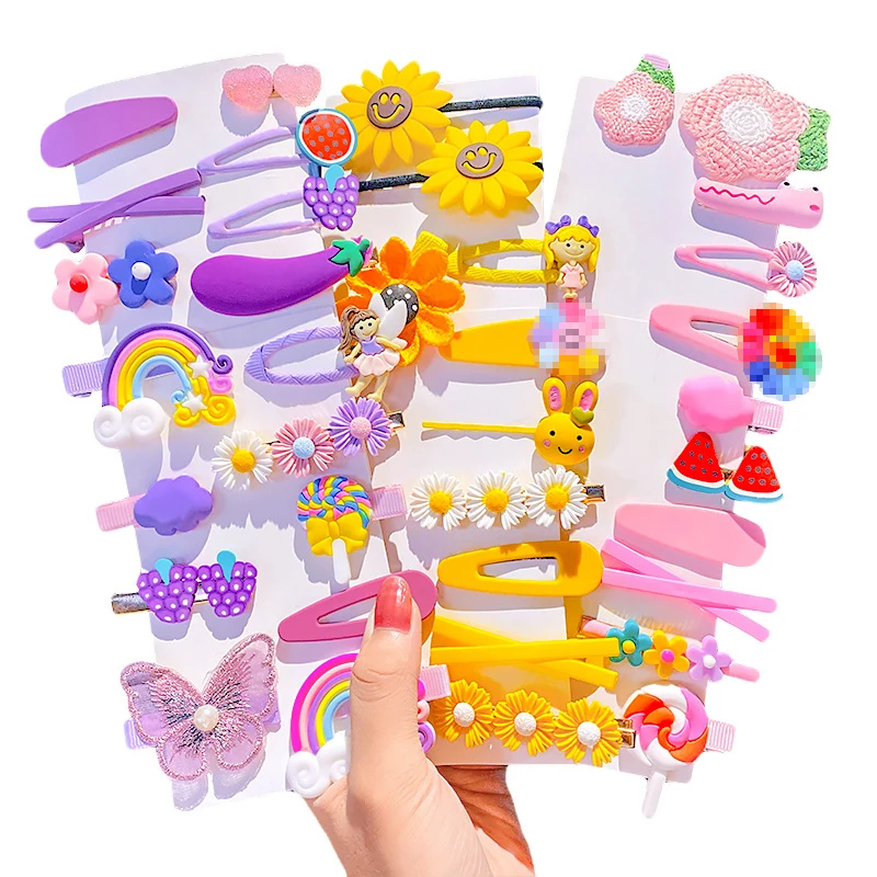 

1set New Girls Cute Cartoon Flower Geometric Hairpins Sweet Headband Hair Ornament Barrettes Hair Clips Fashion Hair Accessories