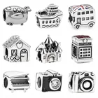 Винтажный самолет на борту круиза, вертушка с изображением сказочного замка, подходит для браслета Pandora, камера для корабля