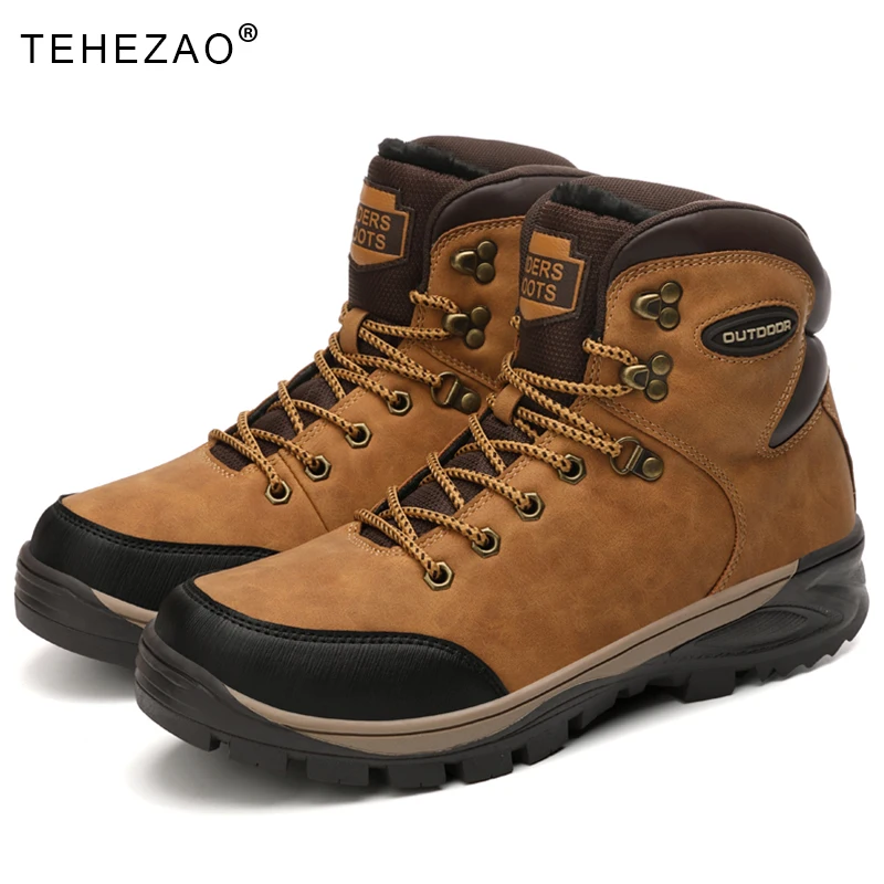 

TEHEZAO Winter Fleece Outdoor Walking Shoes Men's Non-Slip Waterproof Tactical Hiking Shoes Men Windproof Camping Sports Shoes