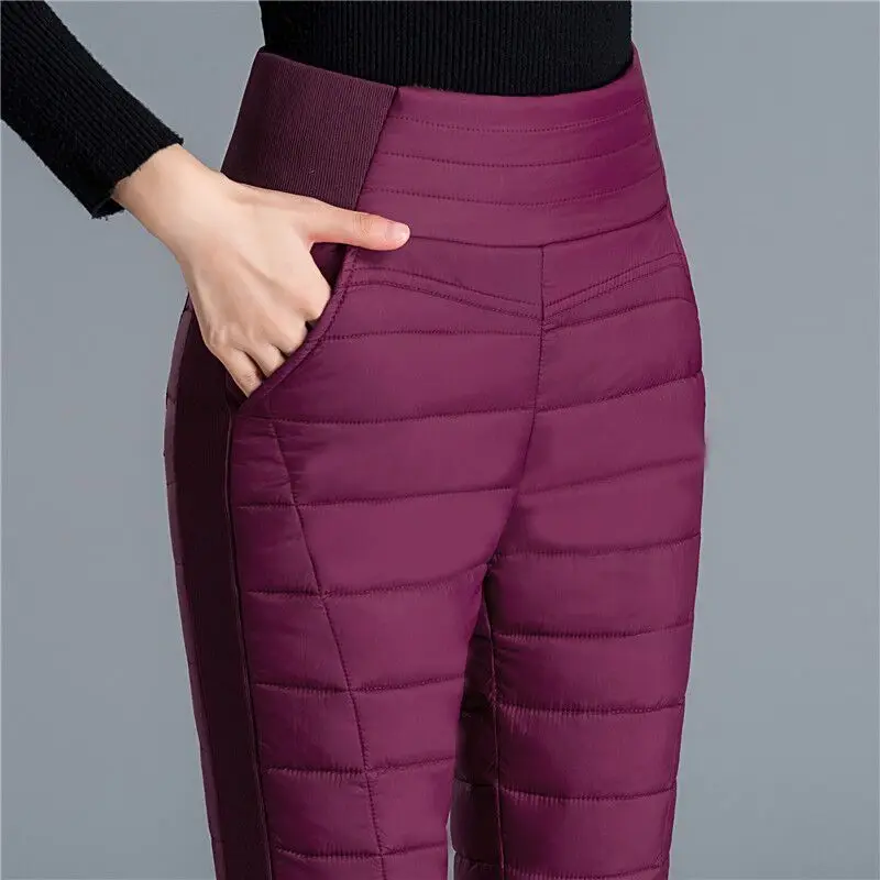 

High Waist Plus Velvet Thickening Down Pants Winter XL Warm Duck Down Trousers Outside Wearing Leggings Elastic Warm Trousers