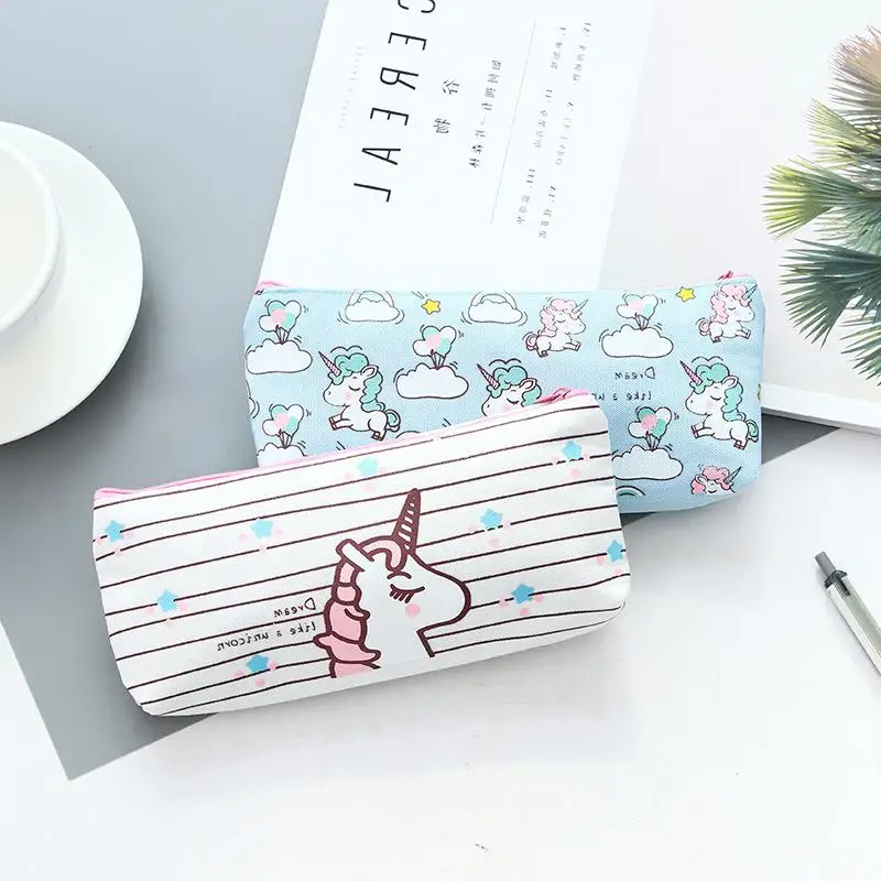 Креативный простой холщовый чехол карандаш с изображением единорога большой