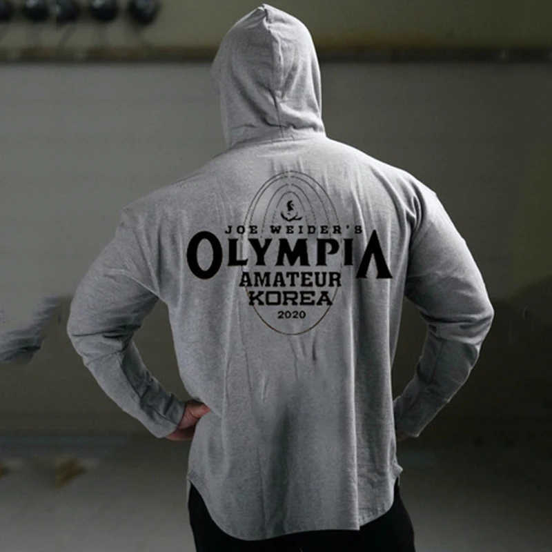 Men's Fashion Print Fitness Sport Casual Hoodie Gym Running Training Muscles Bodybuilding High Quality Cotton Jogging