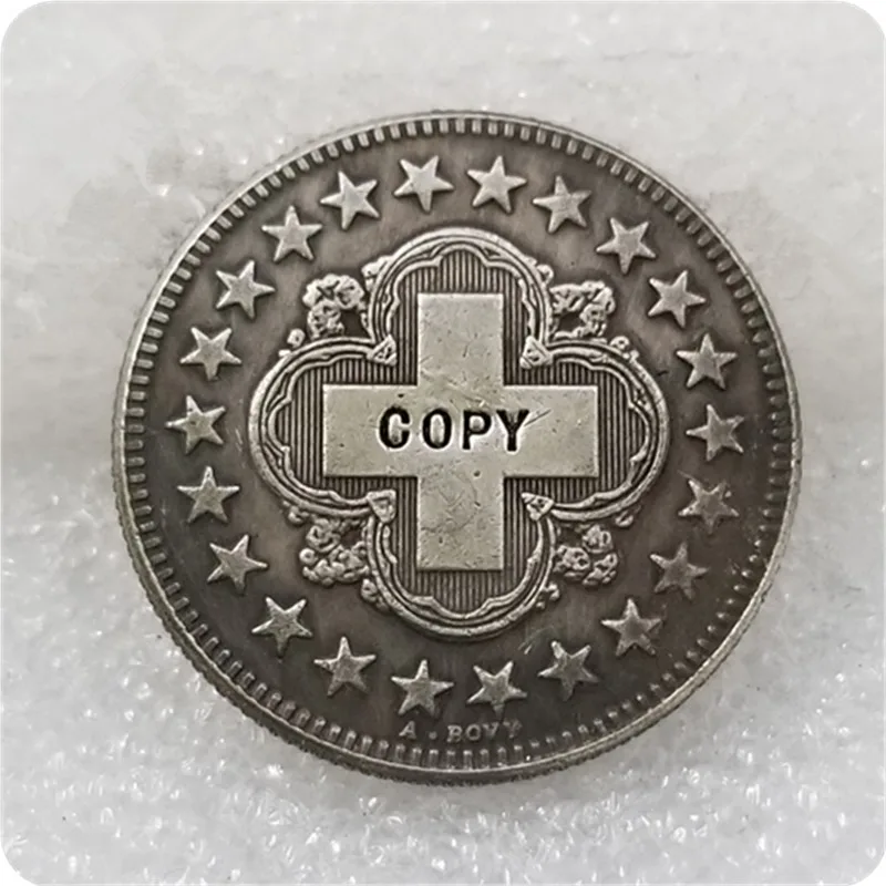 Копия копии 1860 швейцарские монеты с узорами в 2 Франка копия