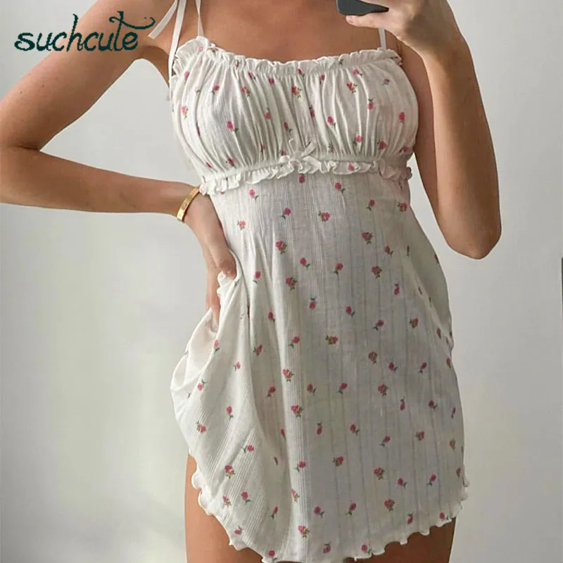 SUCHCUTE женская обувь на каждый день с цветочным принтом Платье накоплением тонких