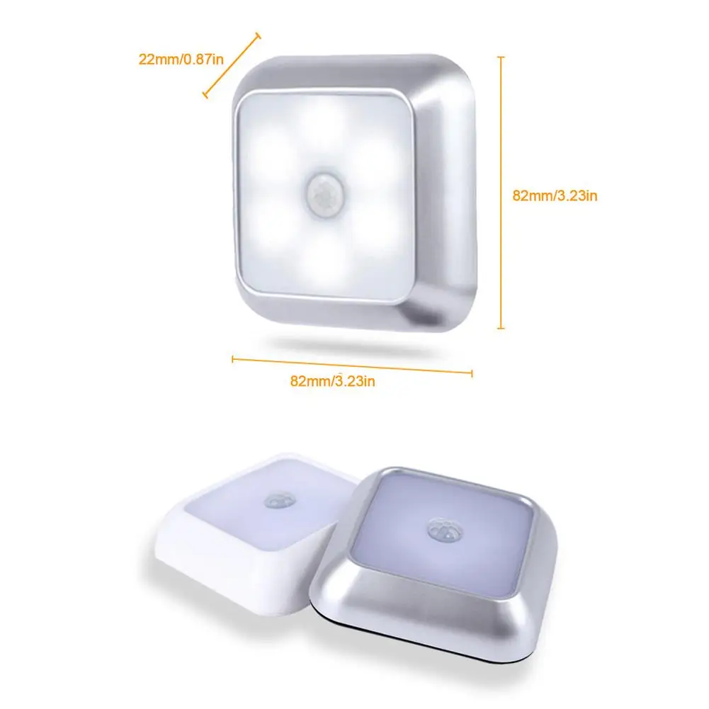 

Square Sensor Night Light Smart Motion Sensor LED Night Lamp For Room Hallway Wall Closet Pathway WC Toilet Wireless Nightlight