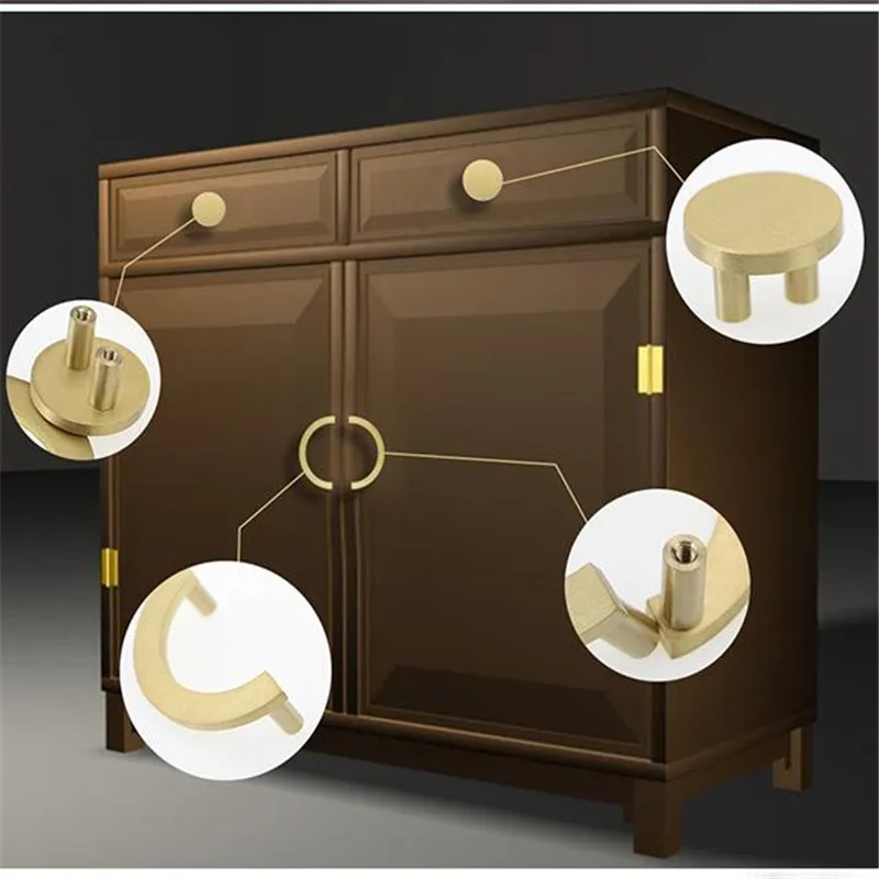 Китайская латунная ручка круглые ручки Европейский современный шкаф дверные