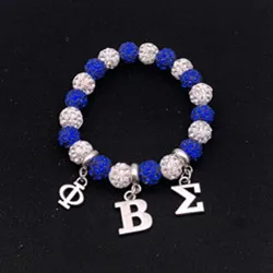 Синие/белые бусины Стразы греческие буквы Phi Beta Sigma шармы для братства ручной