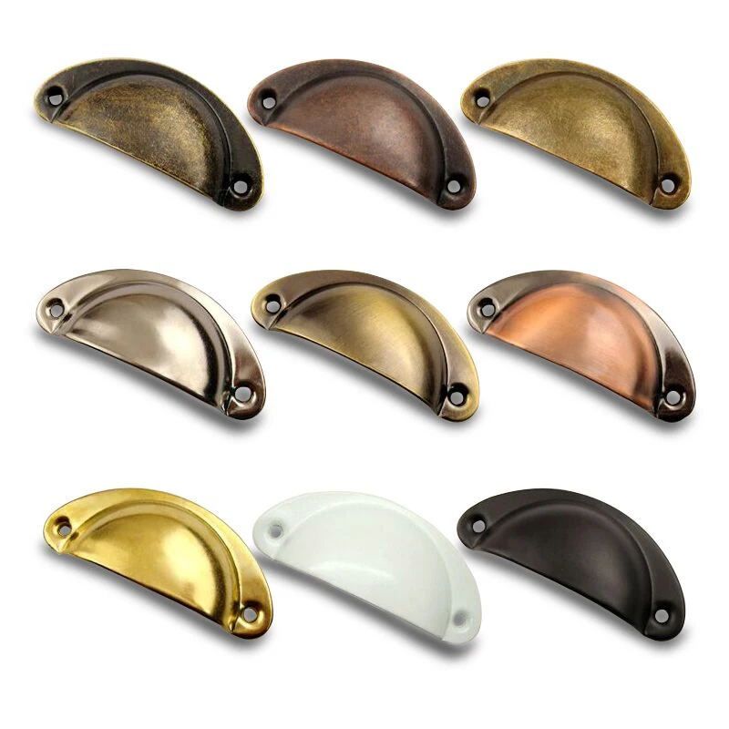 

5PCs Retro Metal Kitchen Drawer Cabinet Door Handle And Furniture Knobs Handware Cupboard Antique Brass Shell Pull Handles