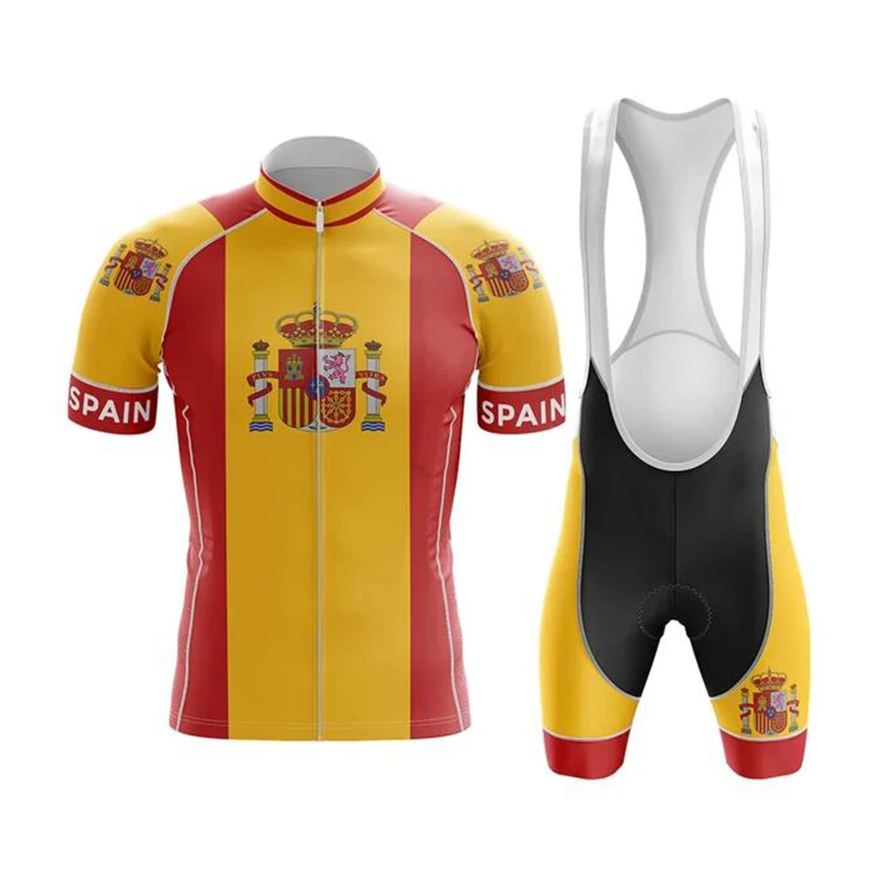 

2021 Team Spain Cycling Jerseys Bike Wear clothes Quick-Dry bib gel Sets Clothing Ropa Ciclismo uniformes Maillot Sport Wear