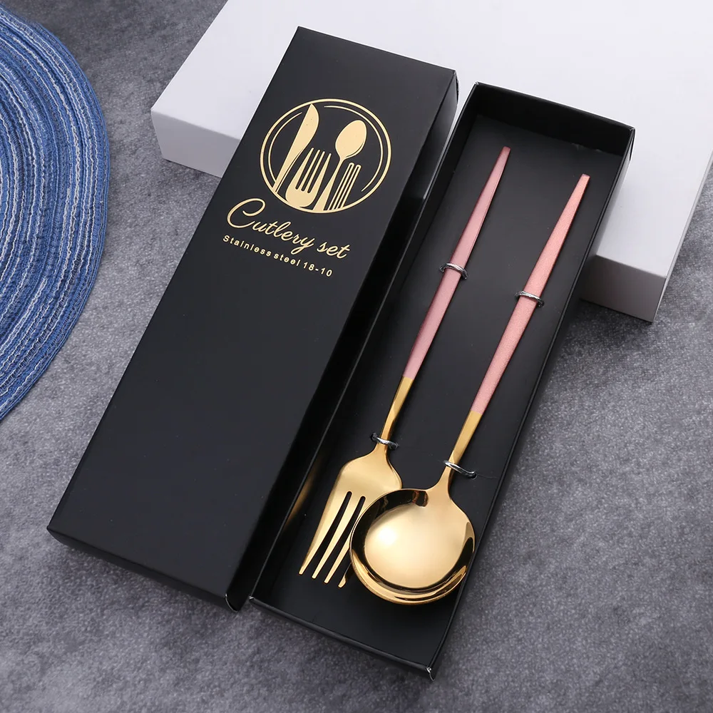 Colorful Gold Cutlery Set Stainless Steel Dinnerware Knife Fork Spoon Flatware Western Tableware | Дом и сад