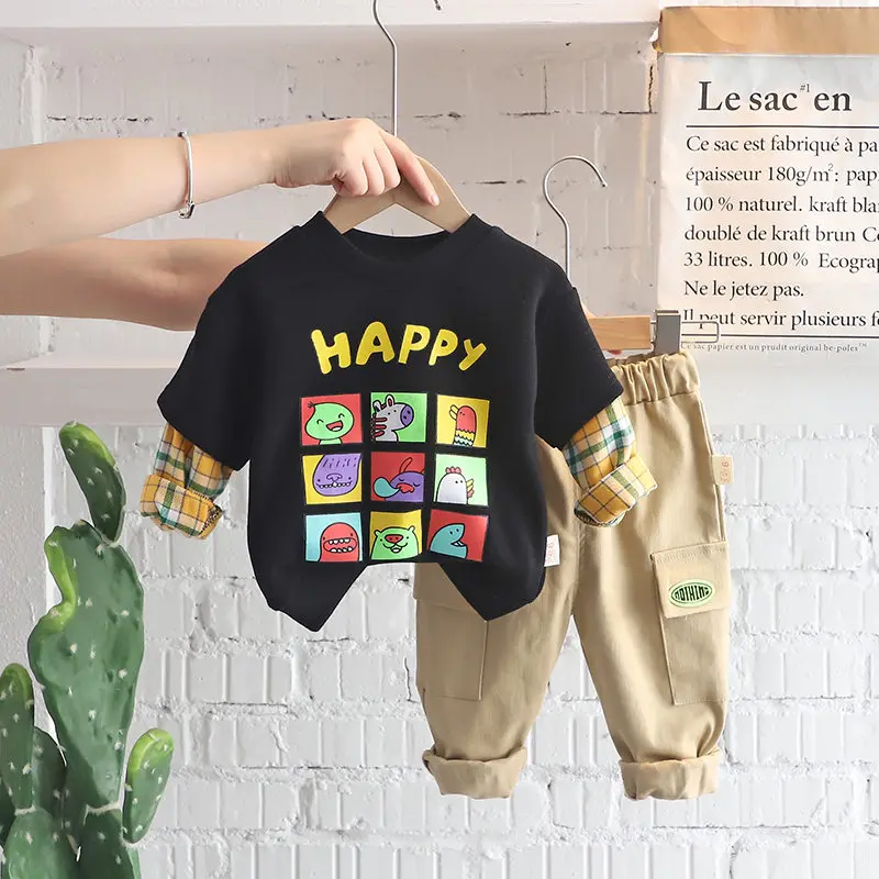 

New Baby T-shirt Pants 2Pcs Suits Toddler Tracksuits Children Boys Girls Cartoon Animal Style Clothing Sets Kids Clothes Toddler