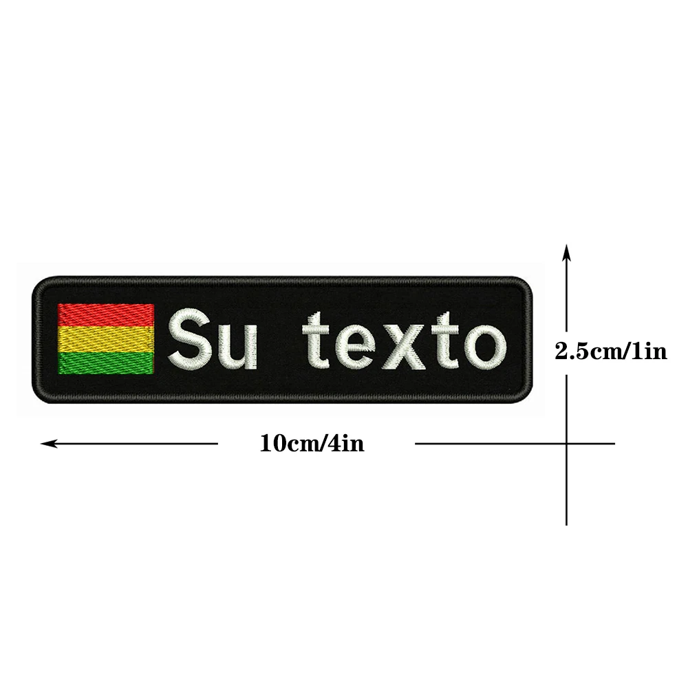 

Bolivia Flag 10X2.5cm Embroidery Custom Name Text Patch Stripes badge Iron On Or Sew On Or Velcro Backing Patches For Clothes