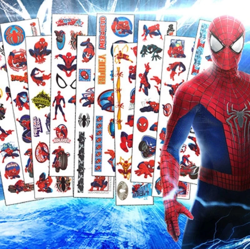 С рисунком аниме Человека паука Disney наклейки для временных татуировок случайный