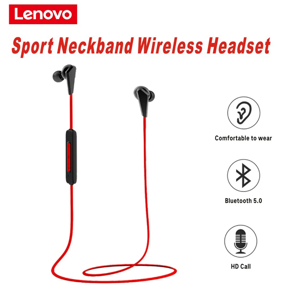 

Беспроводные наушники Lenovo HE01 с шейным ободом Bluetooth 5,0, стерео Спортивная Магнитная Bluetooth-гарнитура, спортивная водонепроницаемая гарнитура ...