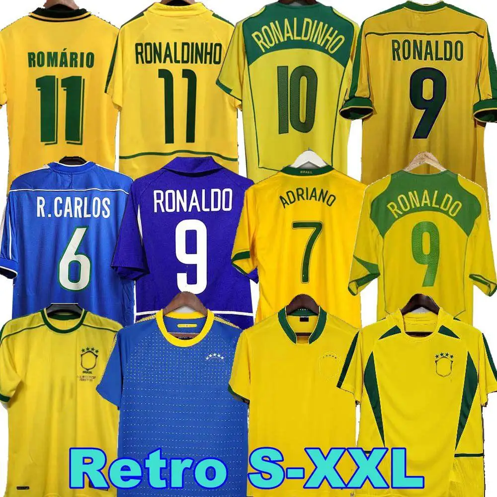 

Brasil Retro Soccer Jersey 1957 1982 1988 1994 1998 2000 2002 2006 2010 Carlos Romario Ronaldo Ronaldinho Custom Made Jersey