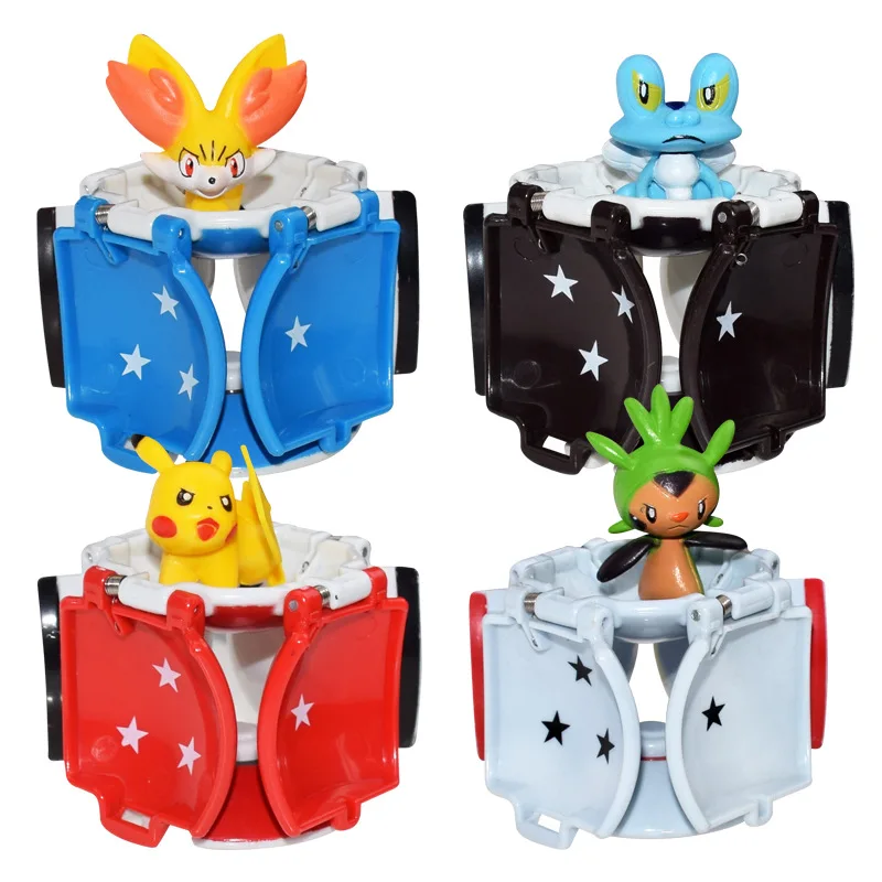 

1Pcs Takara Tomy Pokemon Pikachu pokemon ball + 1pcs Free Tiny Random Figures Inside Action Figures Toys children birthday gifts