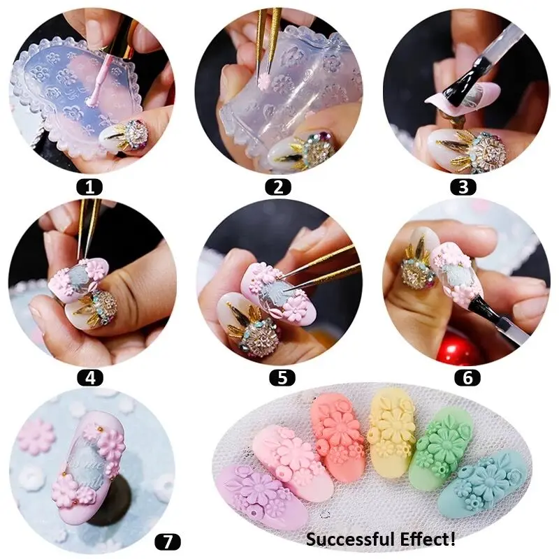 1 шт. силиконовая форма для ногтей 3D цветок Маргаритка узор листья резная дизайн