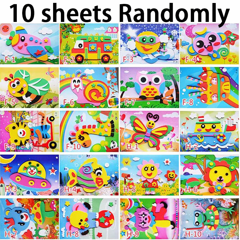 3D Красочные наклейки из пены ЭВА 10 шт. искусство ремесло игры-пазлы мультфильм