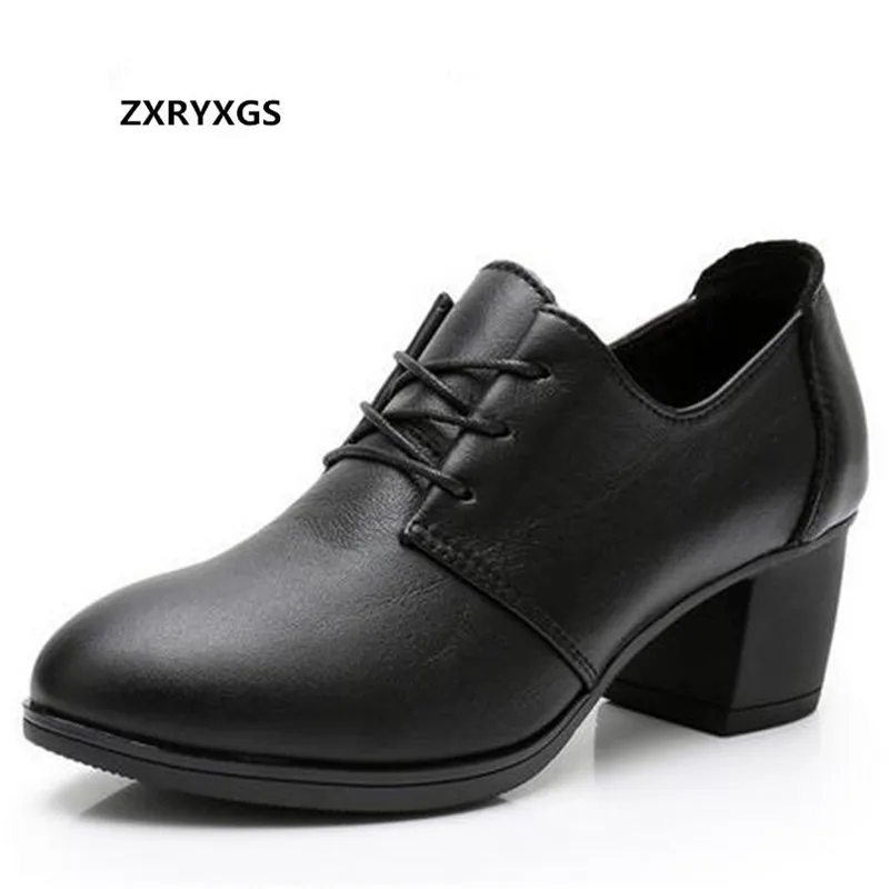 

2020 New Spring Lace-up Pointed Women Black Shoes High Heels Genuine Leather Shoes Elegant Comfortable Women High Heeled Shoes