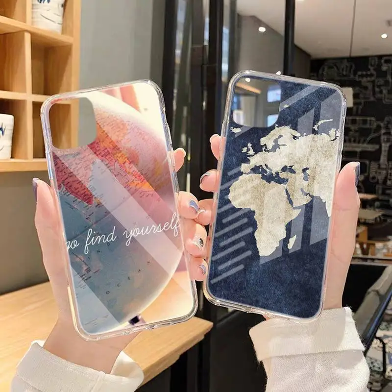 

Ciciber World Map Travel Phone Case Transparent Case For Iphone 6 6s 7 8 Plus XR X XS 11 12 Pro Max