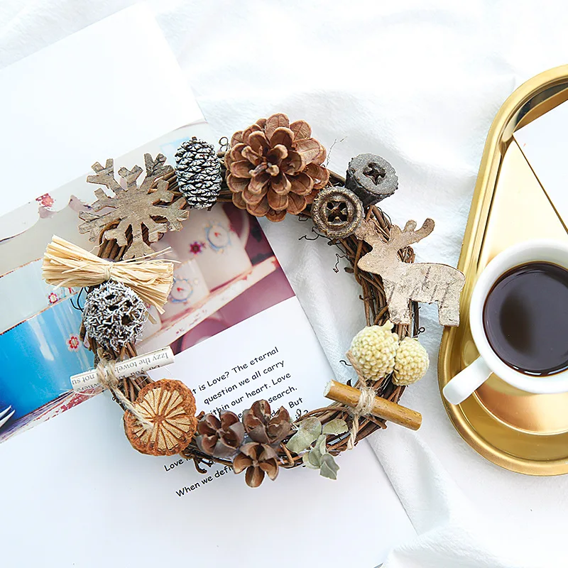 Ручной работы из натурального ротанга Рождественская гирлянда DIY ВЕНОК для дома