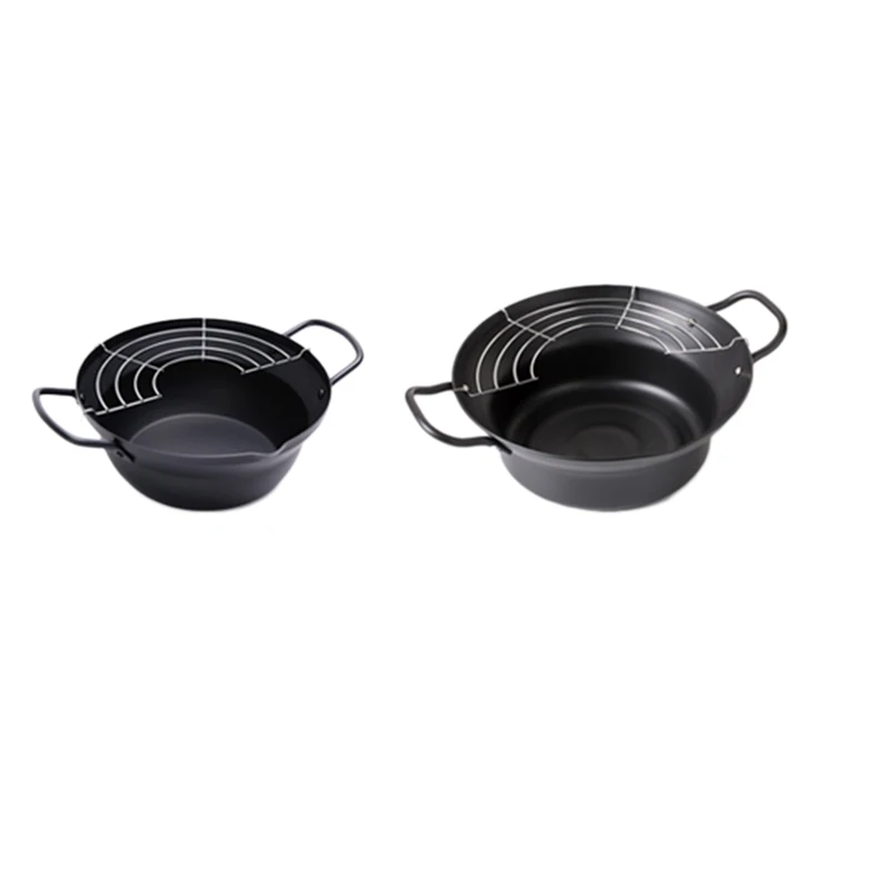 

Easy Pour Non Stick Coating Tempura Fryer Pot with Oil Drip Drainer Rack Made in Japan Mini Deep Fry Pan