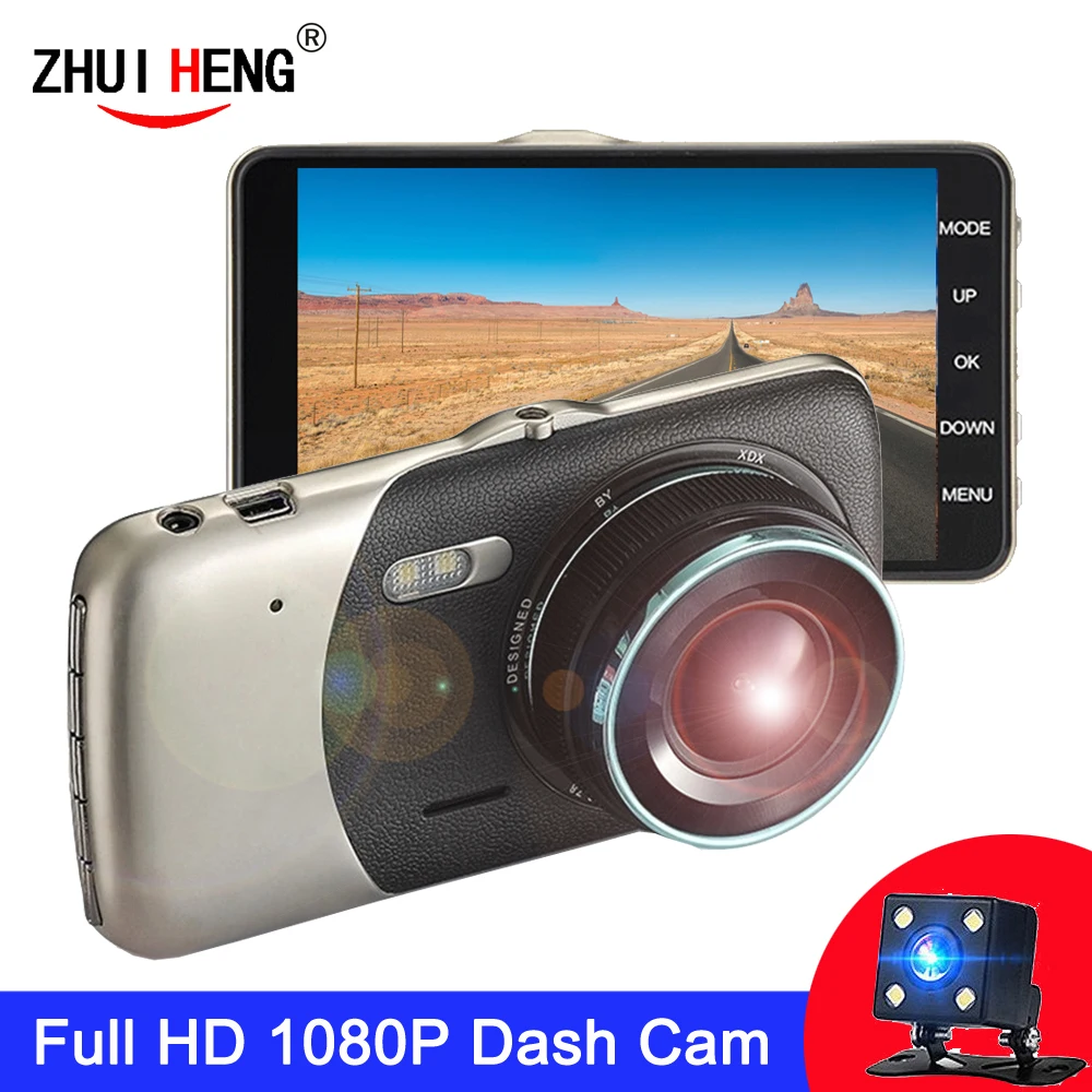 4-дюймовый IPS видеорегистратор с двумя объективами FHD 1080P светодиодный ночным