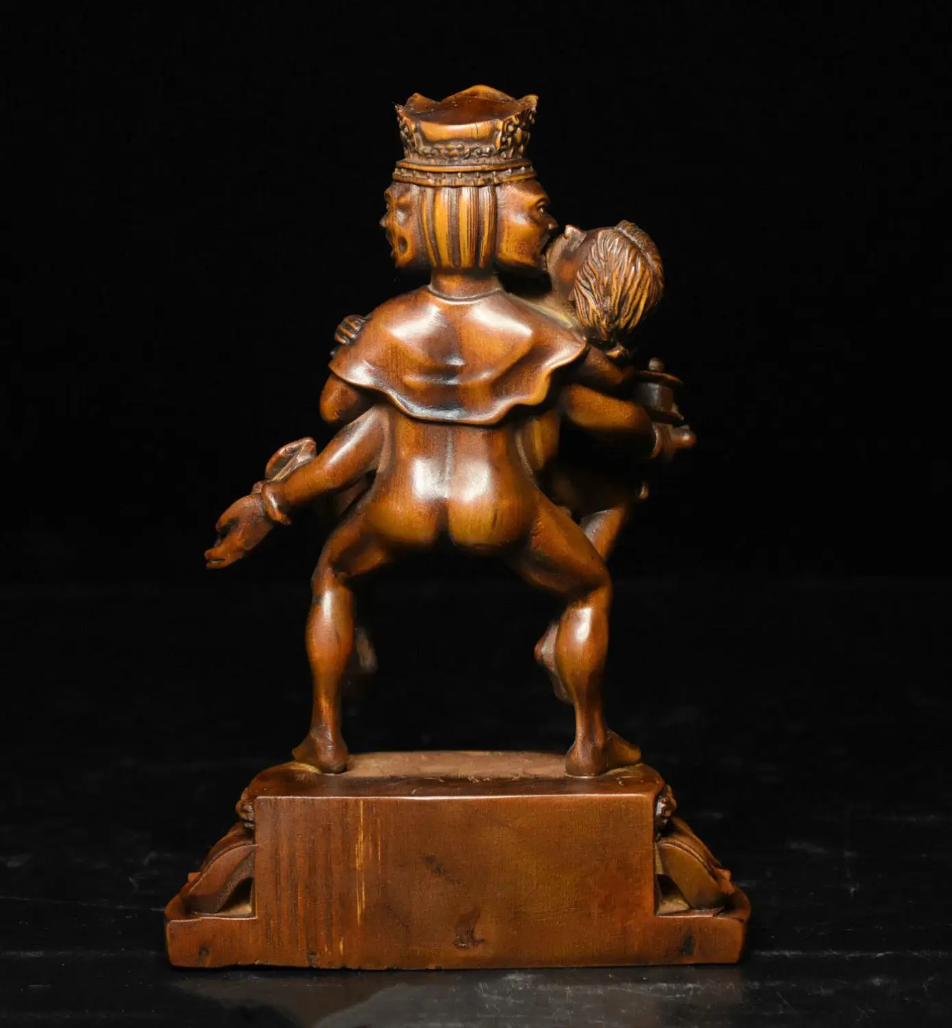 

wedding decoration Old Tibet Buddhsim Boxwood Wood Carved Happy Buddha Statue Christmas