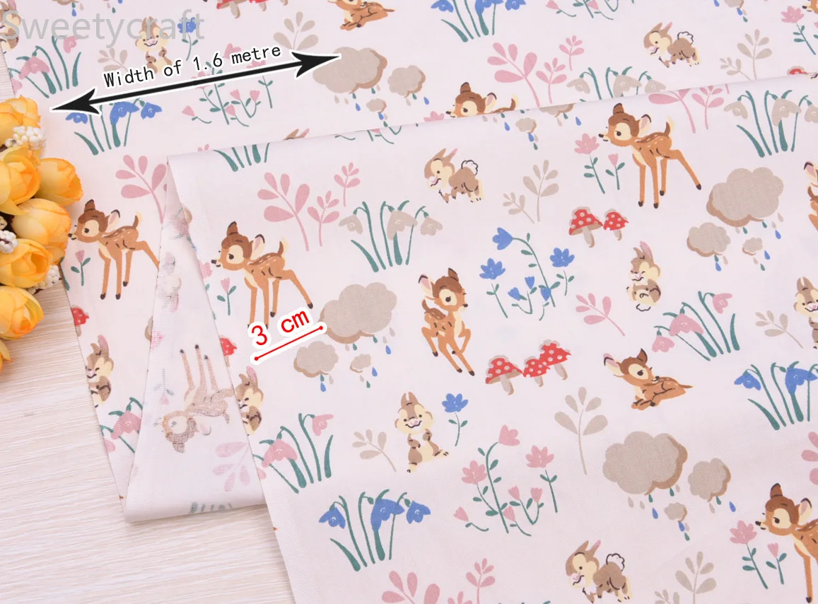 100% см x 10 м Мультяшные лесные животные хлопчатобумажная саржевая ткань Лоскутная
