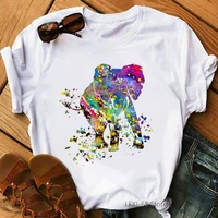 watercolor elephant love animal print womens t shirt white tshirt femme harajuku kawaii clothes t shirt female wholesale