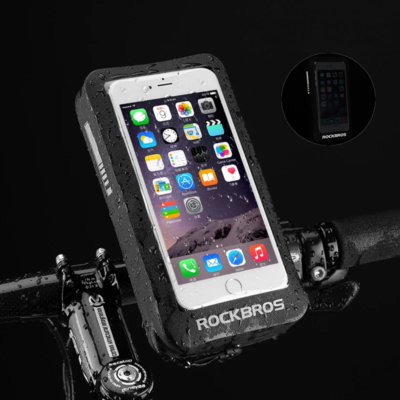 ROCKBROS Bicycle Bike Bags Waterproof 5.8&quot/6&quot MTB Road Phone Touchscreen Rearview Mirror Handlebar Rotatable | Спорт и