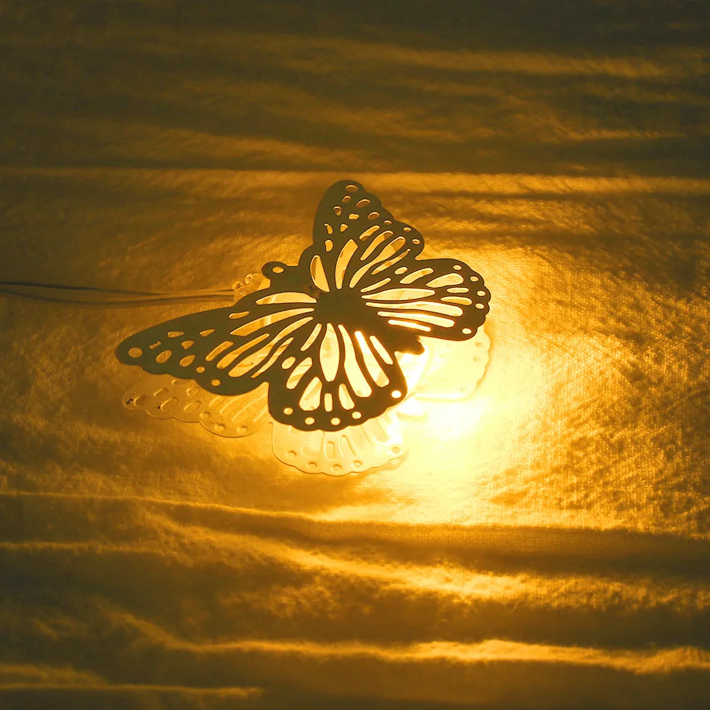 Гирлянды на батарейках с бабочками многоцветные светодиодные лампы для улицы